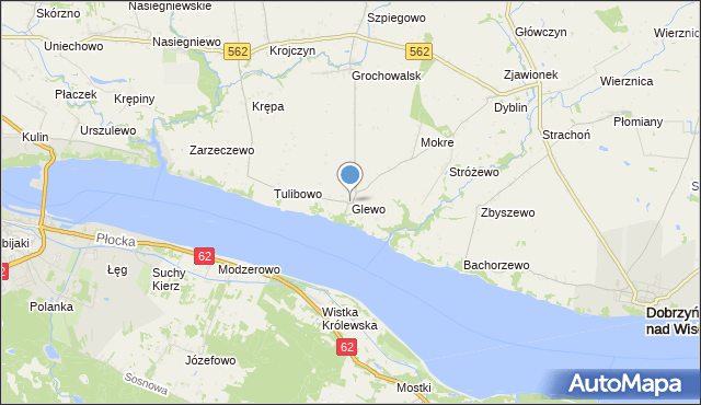 mapa Glewo, Glewo gmina Dobrzyń nad Wisłą na mapie Targeo